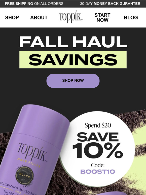 Don't Miss Up to 20% off Toppik 💜