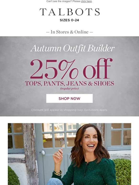 Talbots 25 Off New Fall Looks! Milled