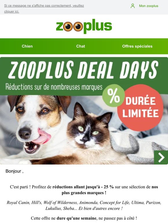 zooplus Deal Days : jusqu'à - 25 % 🔥
