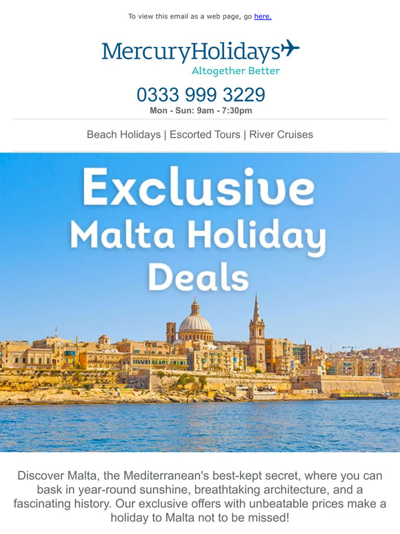 Mercury Holidays Uncover Malta, Unmissable Deals Inside Milled