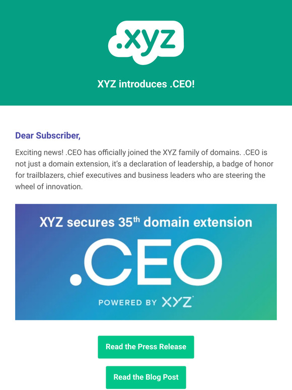 XYZ introduces .CEO!
