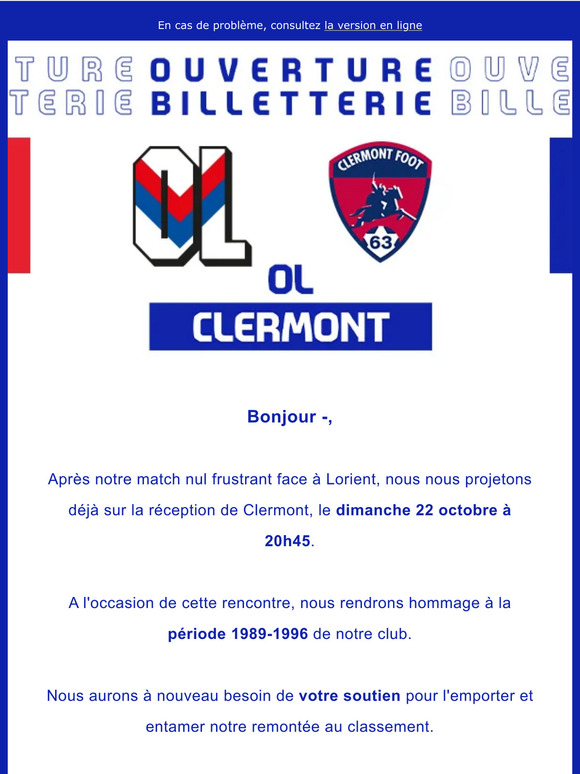 Olympique Lyonnais [OL Clermont] Profitez de votre code promo 🔴🔵