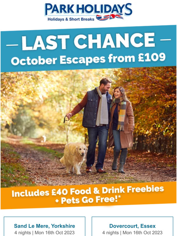 Last chance! October escapes from just £109