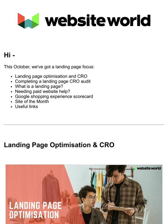 Landing Pages - October News