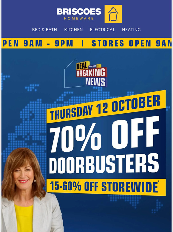 Briscoes TODAY ONLY! 70 off Doorbusters plus… Milled