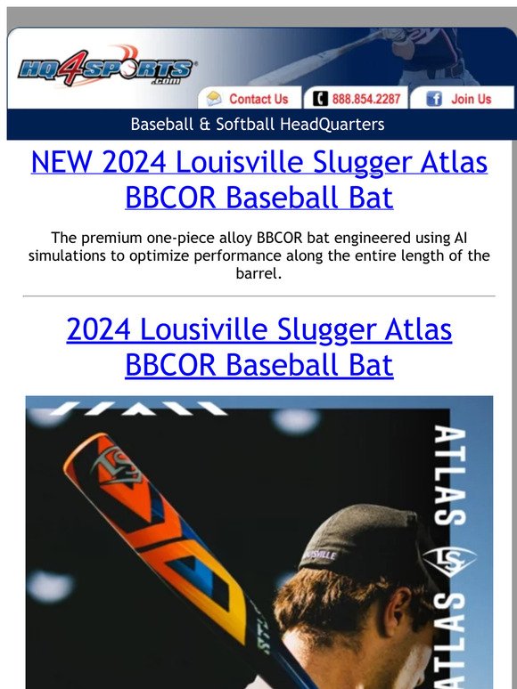 HQ4Sports BAT LAUNCH! 2024 Louisville Slugger Atlas BBCOR Baseball Bat