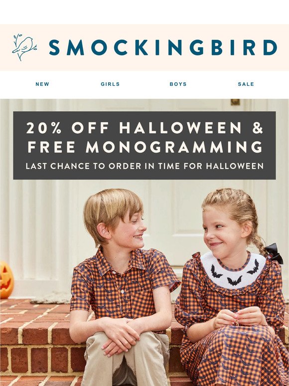 20% OFF AND FREE MONOGRAMMING🎃🦇👻