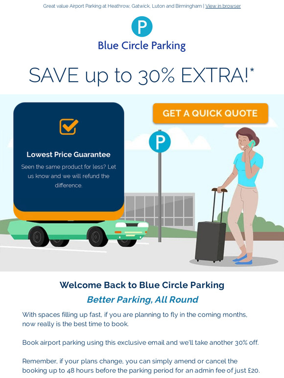 Blue Circle Parking 🅿️ ️ Half Term Airport Parking Limited Spaces! Book Direct and SAVE 30! ️