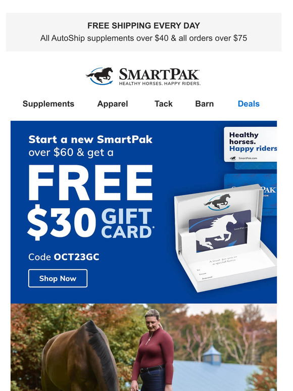 SmartPak Equine SmartPak Customer, Get A Free 30 Gift Card Milled