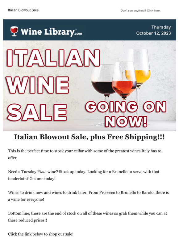 Huge Italian Wine sale + free shipping going on now