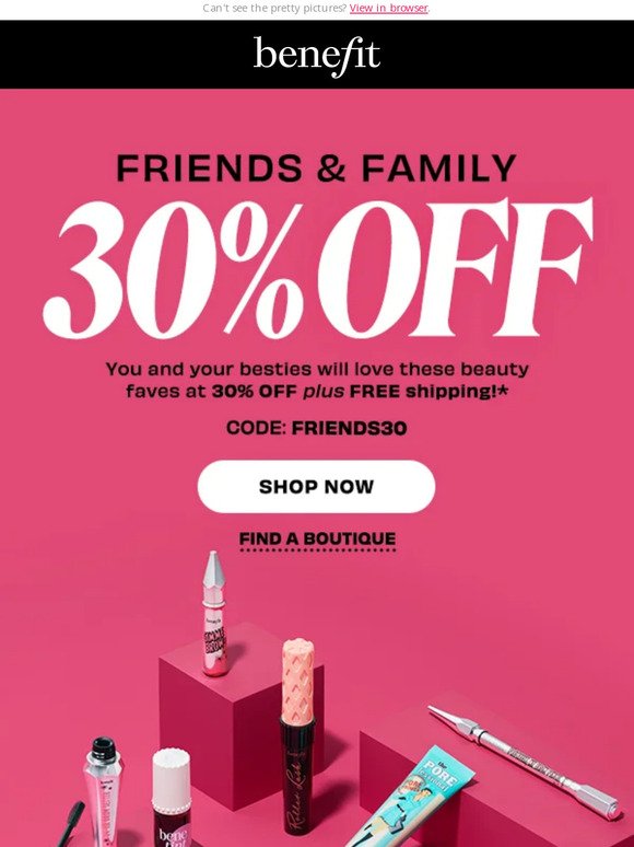 Benefit Cosmetics: Celebrate fall with free shipping on all orders!