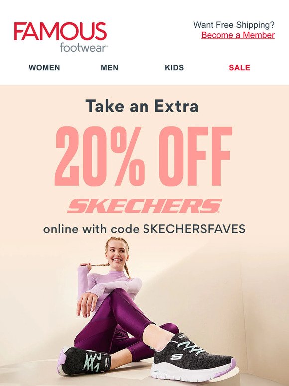 Step into fall with an extra 20% off Skechers