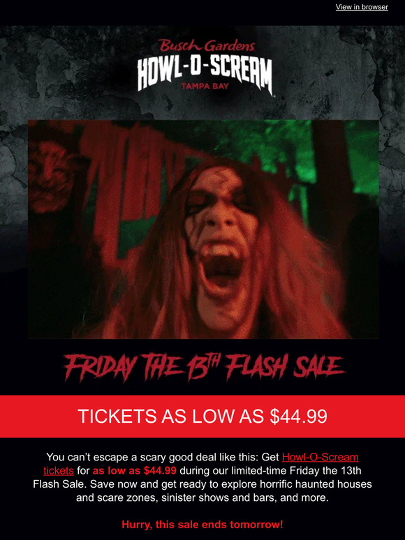 SeaWorld Parks 👻 Ends Tomorrow HowlOScream Tickets as Low as 44.99