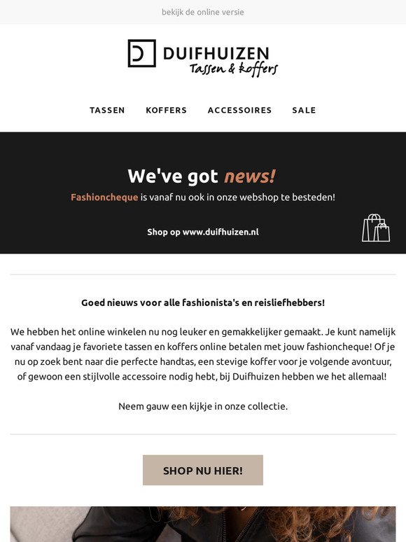 Goed nieuws, jouw Fashioncheque is nu ook online geldig bij Duifhuizen &#x1F60D
