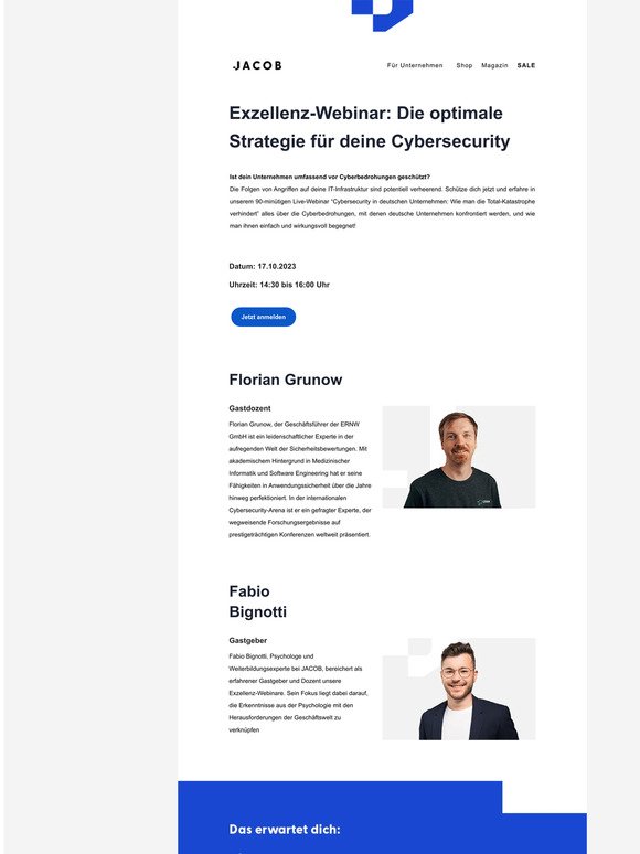 Die letzten Plätze sichern – Cybersecurity: Exzellenz-Webinar