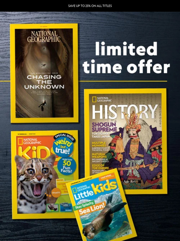 EXTENDED: Save up to 25% on all Nat Geo magazines titles!