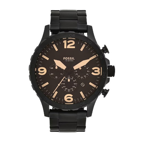 Fossil Men's Black Dial & Black IP Bracelet Watch