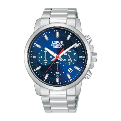 Lorus Men's Black Chronograph Dial Stainless Steel Bracelet Watch