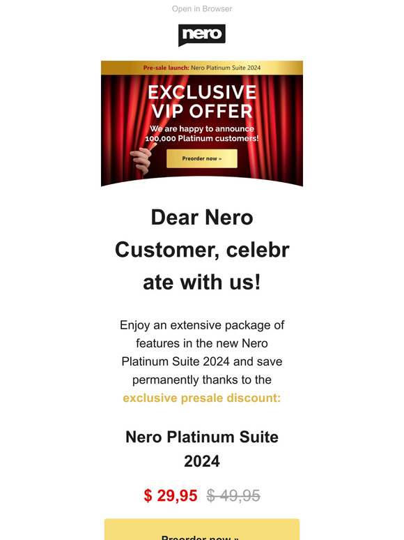 Nero ⏳ Presale ends soon Nero Platinum Suite 2024 Milled