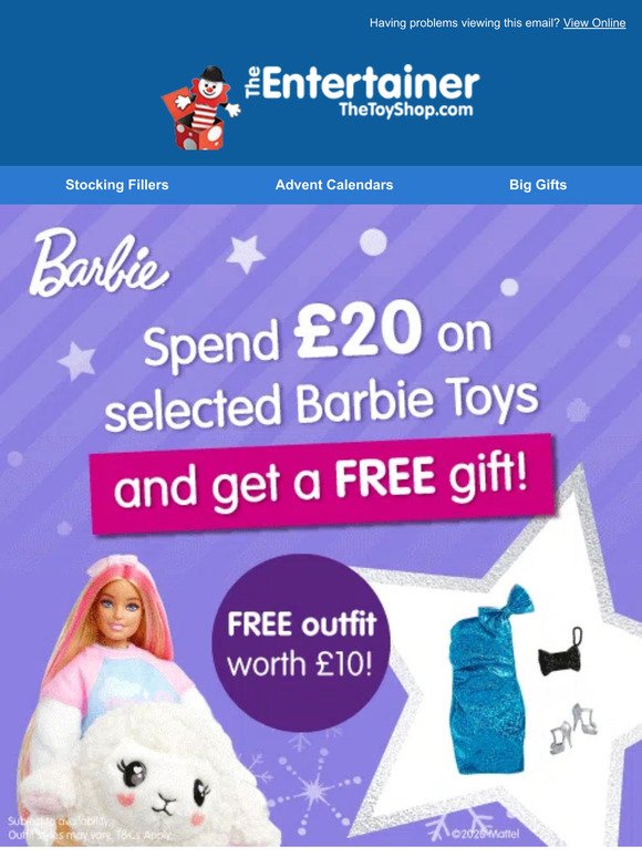 FREE Gift When You Spend £20 On Barbie! 🎀