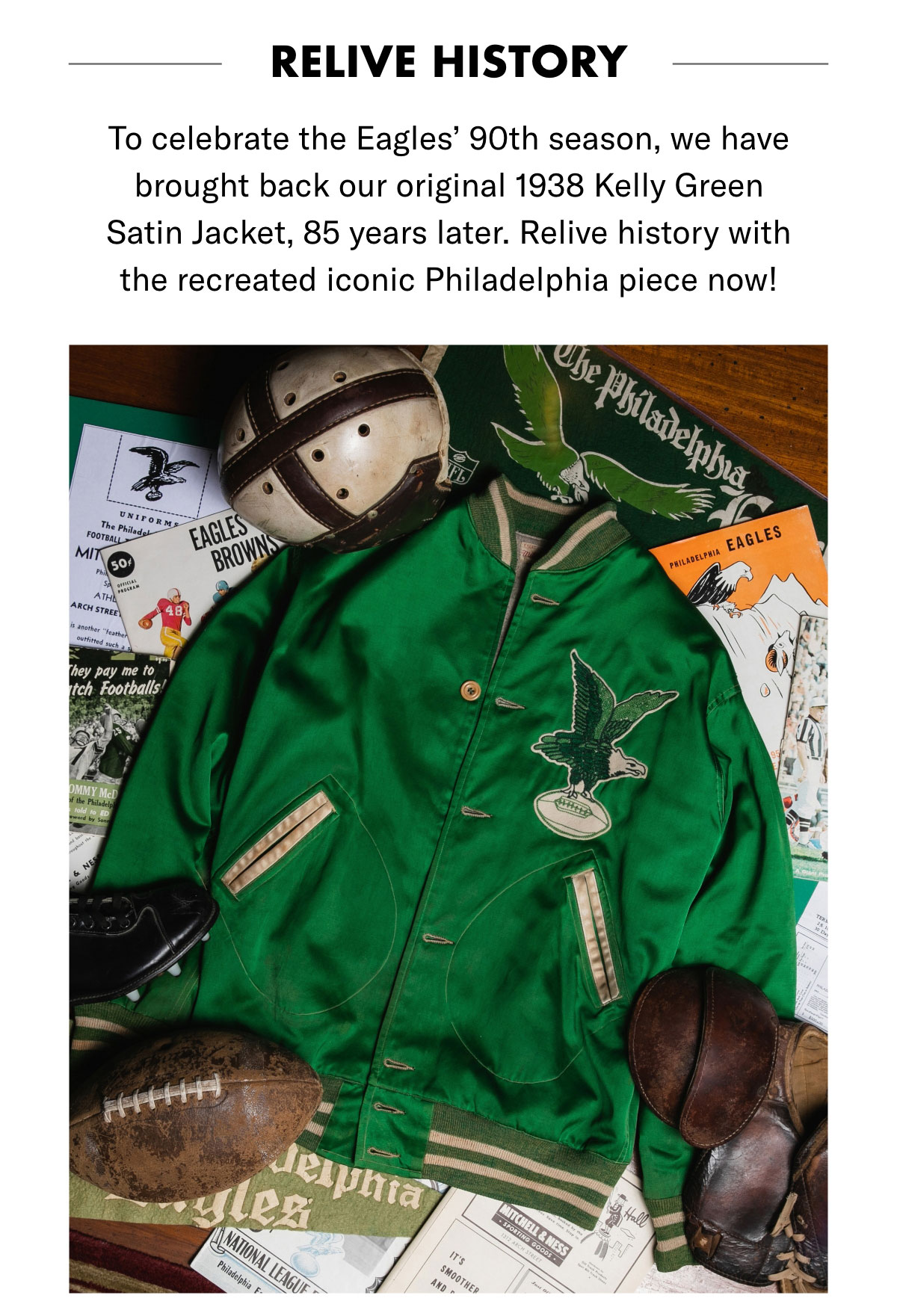 White/Kelly Green Philadelphia Eagles Legend Satin Jacket