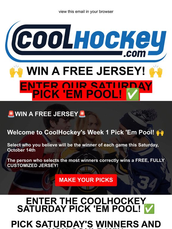 WIN A FREE JERSEY! Enter The CH Saturday Pick 'Em Pool! ✅