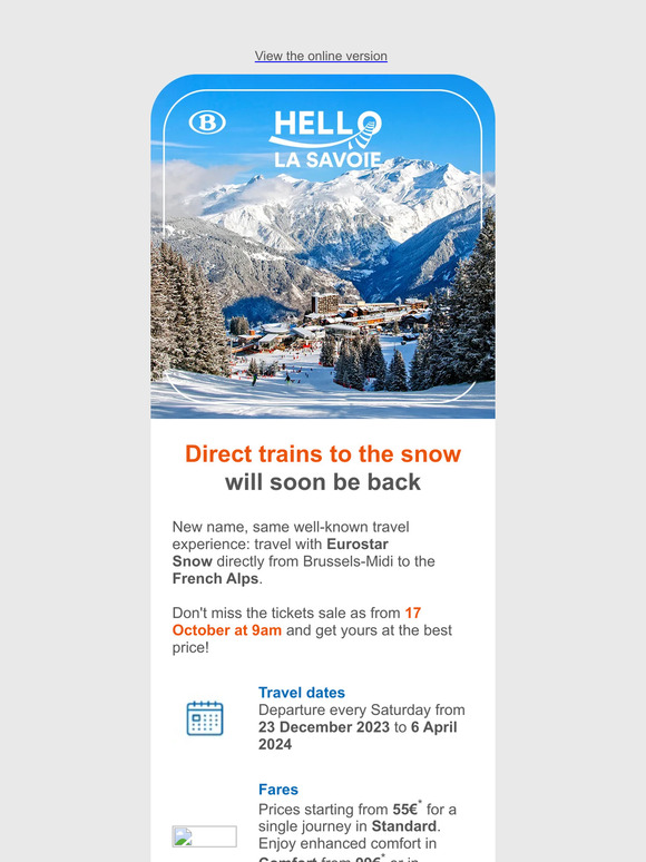 Eurostar Snow: Tickets available soon