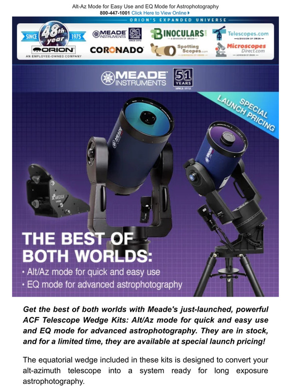Orion Telescopes and Binoculars The Best of Both Worlds New Meade