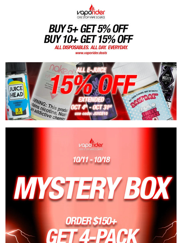 15% OFF EXTENDED! MORE DEALS & MORE FLAVORS