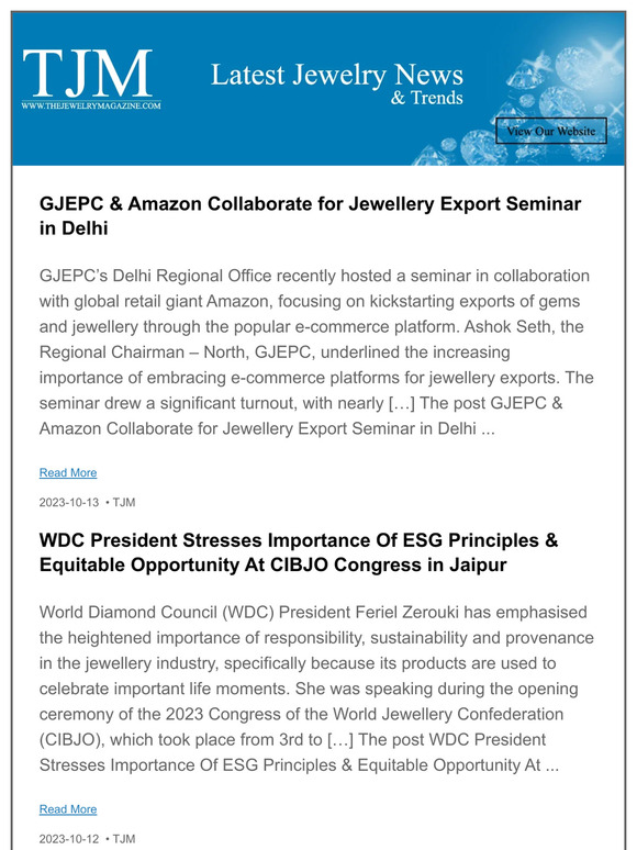 The Jewelry Magazine: GJEPC & Amazon Collaborate For Jewellery Export ...