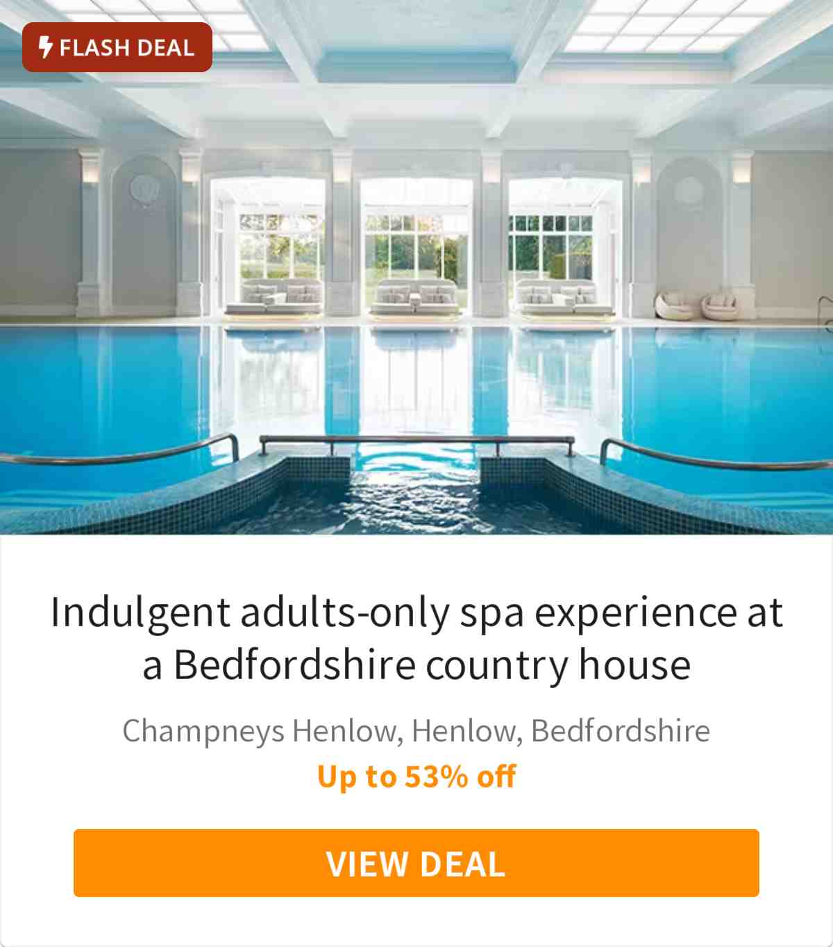 Indulgent adults-only spa experience at a Bedfordshire country house