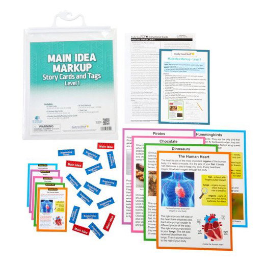 Really Good Stuff® Main Idea Markup Story Cards and Tags - Level 1