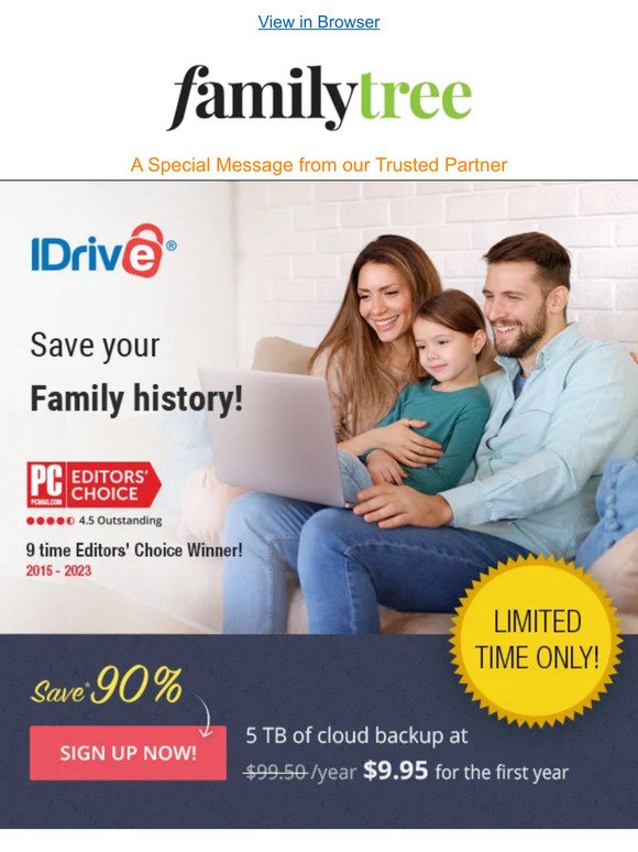 IDrive Backup- 90% off- Protect your Family History today!
