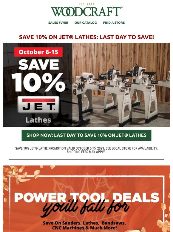 🚨 Jet Lathes Sale Last Day + Deals on Laguna, RIKON, SKIL, Next Wave & More 🚨