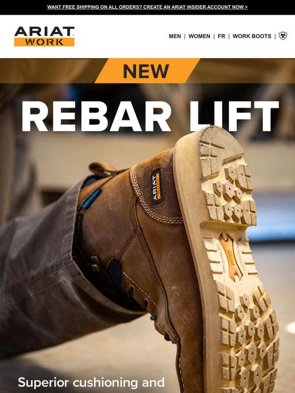Ariat International, Inc. New! Rebar Lift Work Boot­ Milled