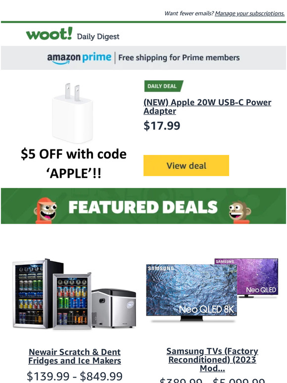 woot!: Today Only: Prime members save an extra 10% on the Woot! app