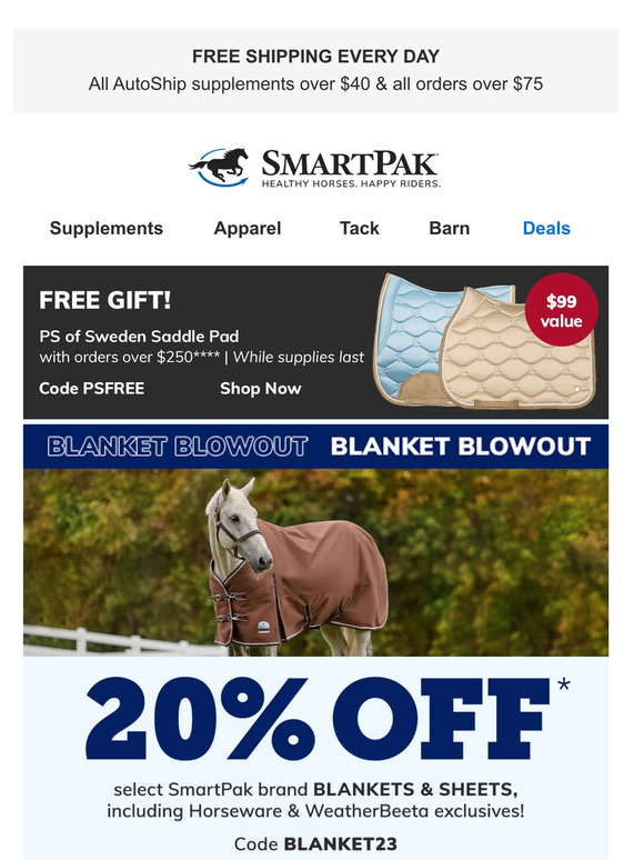 SmartPak Equine 💥 Blanket Blowout Starts NOW! Milled