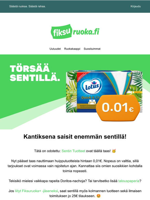 💚 Törsää sentillä: Lotus talouspaperi 0,01€ 🔥