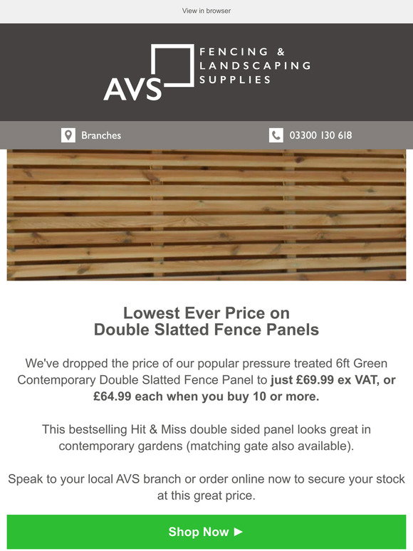 Avs Fencing Supplies New Lower Price On Double Slatted Fence Panels Milled