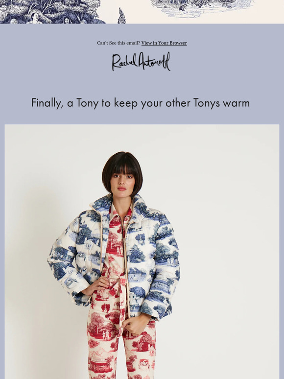 Rachel Antonoff: OUR BEST-SELLING TONY'S TOILE IN A PUFFER | Milled