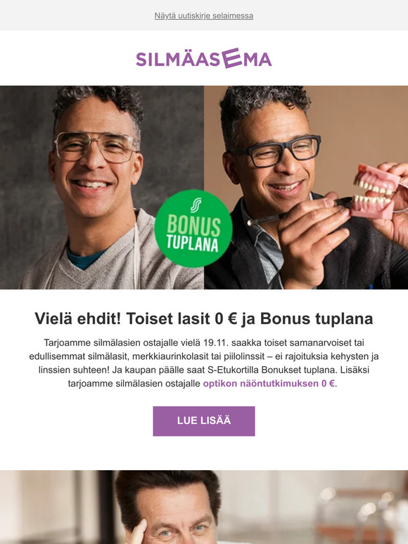 Silmäasema.fi: Vielä Ehdit! Toiset Lasit 0 € Ja Bonus Tuplana! | Milled