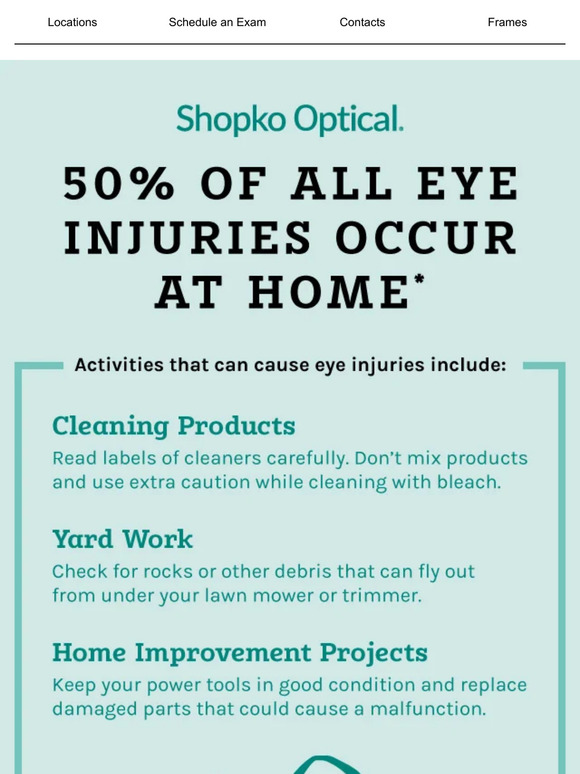 Shopko Eye Safety at Home Prevent Injuries & Protect Your Sight Milled