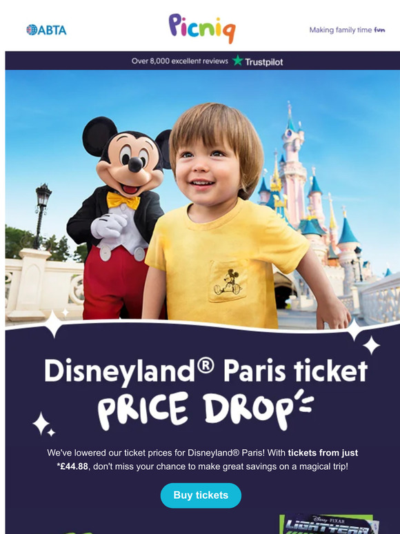 picniq: Disneyland® Paris ticket PRICE DROP | Milled