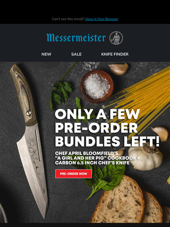 Only a few pre-order bundles left available! April Bloomfield Knife + Cookbook package