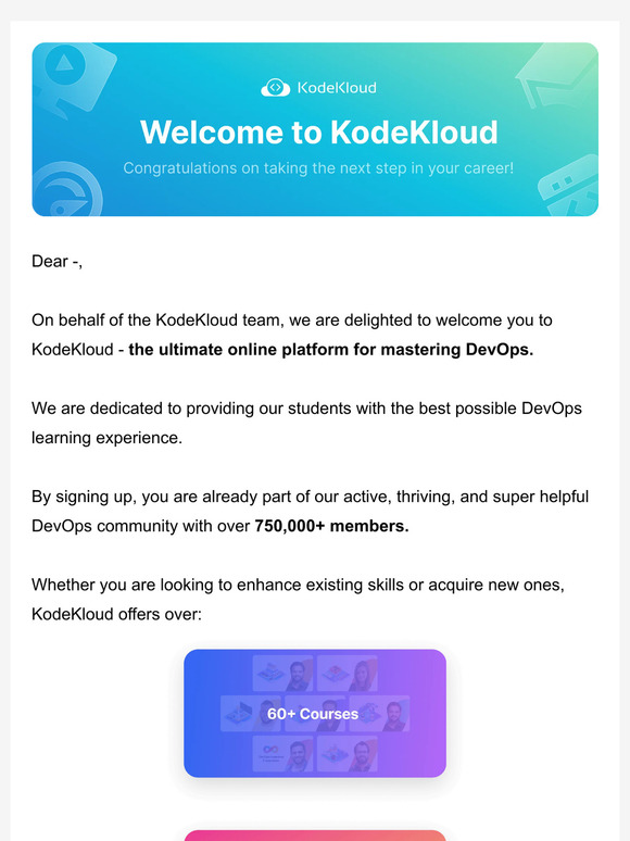 KodeKloud: Welcome to KodeKloud, —! | Milled