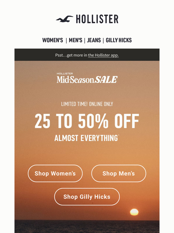 Hollister 50 on sale off sale