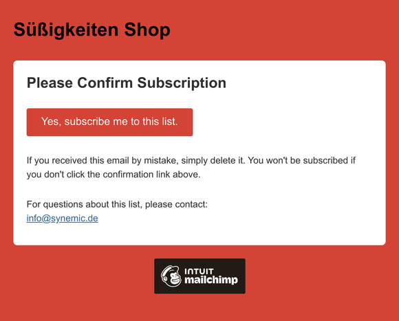 Süßigkeiten Shop: Please Confirm Subscription