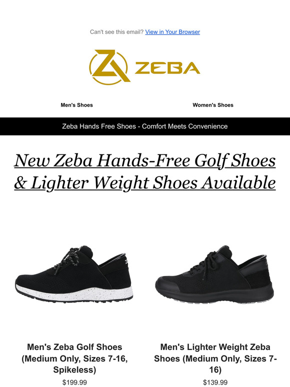 Zeba Shoes Zeba Shoes New Lighter Handsfree Shoes + Golf Shoes in