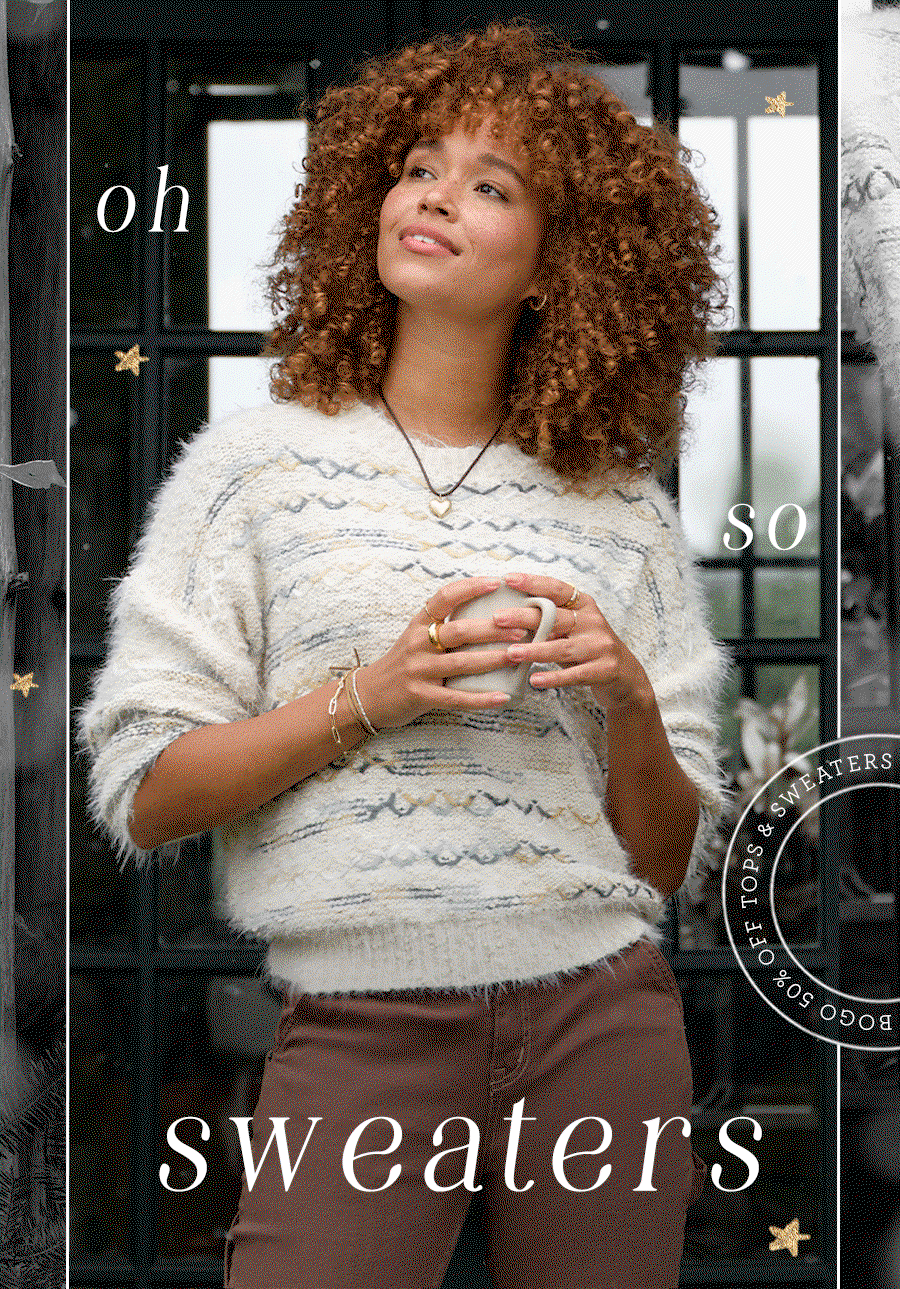 Shop BOGO 50% Tops and Sweaters
