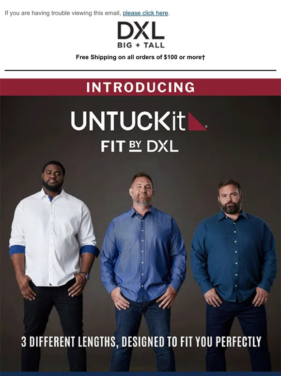 DXL Big + Tall UNTUCKit, Fit By DXL Come In + Try On The Shirt Now Made for YOU! Milled